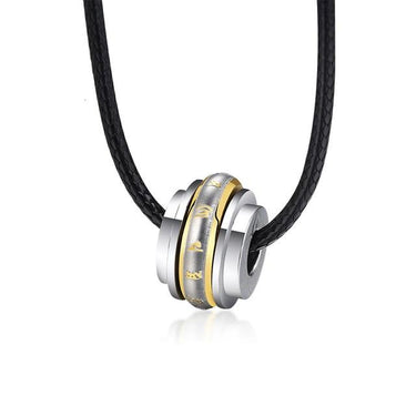 Men's Titanium Steel ROTATING Tibetan Om Mani Padme Hum Mantra Necklace